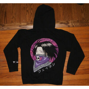 Hypland Hunter Feitan Hoodie Mens Medium Black Sweatshirt Anime Manga 2 Sided